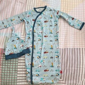 Magnetic Me Vehicle-Print Newborn Sleep Sack with Hat NWOT